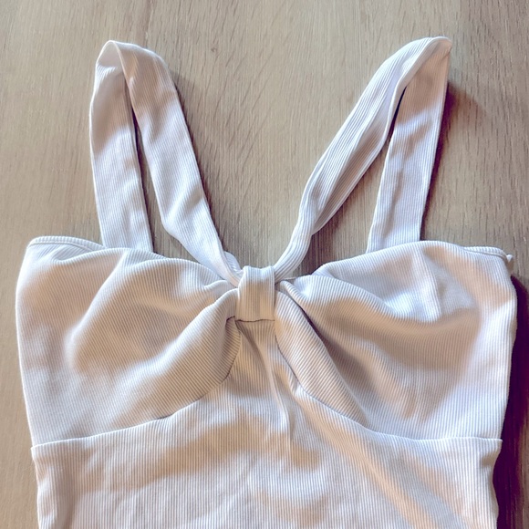 White Crop Top with Front Knot Detail - Picture 2 of 6